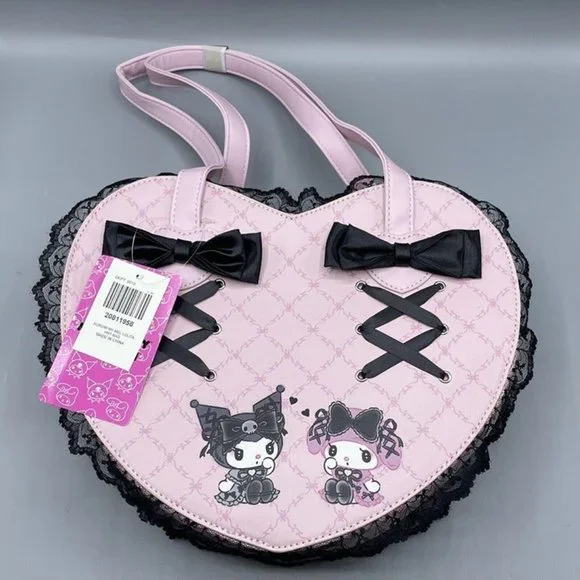 Sanrio Kuromi X Lolita My Melody Heart Crossbody Bag Purse NEW - Picture 3 of 9